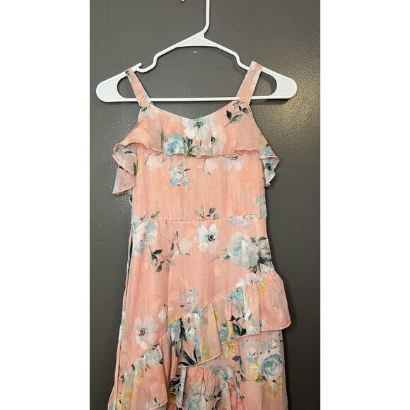 Speechless Kids Dress Girls 12 Pink Floral Ruffle Asymmetrical Layered Zipper - Picture 2 of 9